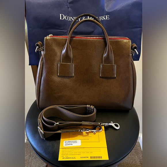 Dooney and Bourke Florentine Toscana Front Pocket Satchel NWT, Elephant color - Picture 2 of 12